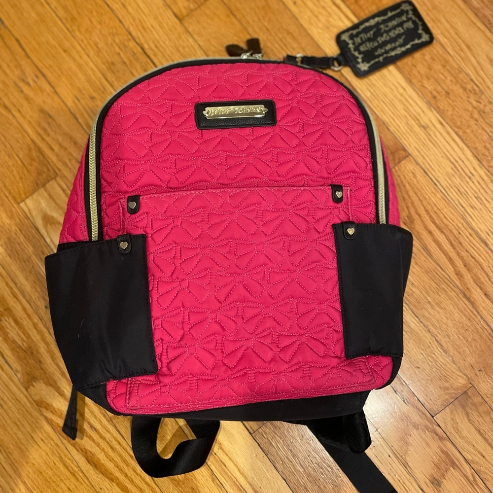 Betsey Johnson Pink Quilted Backpack
